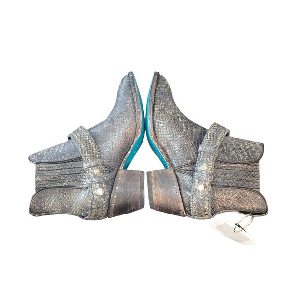 Lane NEW LB0470 Mattie Booties Size 7.5 Black Croc Embossed Leather Western - Picture 6 of 15